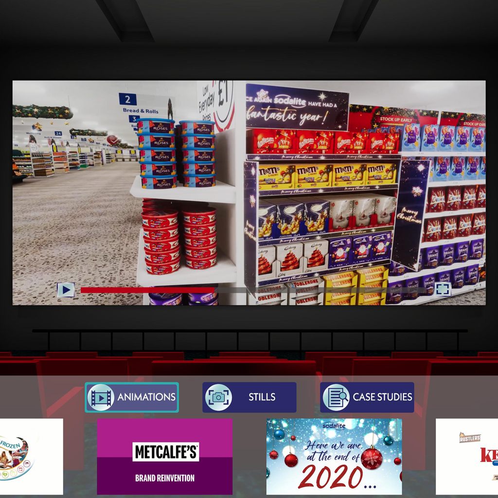 Virtual visualisation room showing an immersive retail presentation